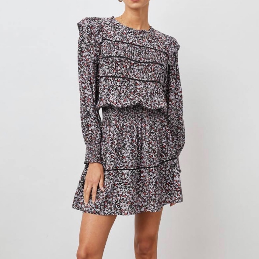 Women’s Rails Farren multicolored long sleeve rouched mini dress size medium M